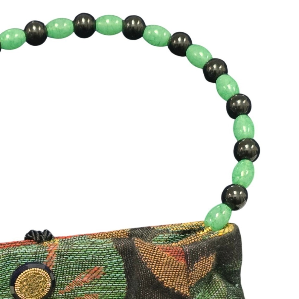 Attache Tapestry Tropical Floral Evening Bag Beaded Handle Tassel Multicolor - Picture 5 of 10